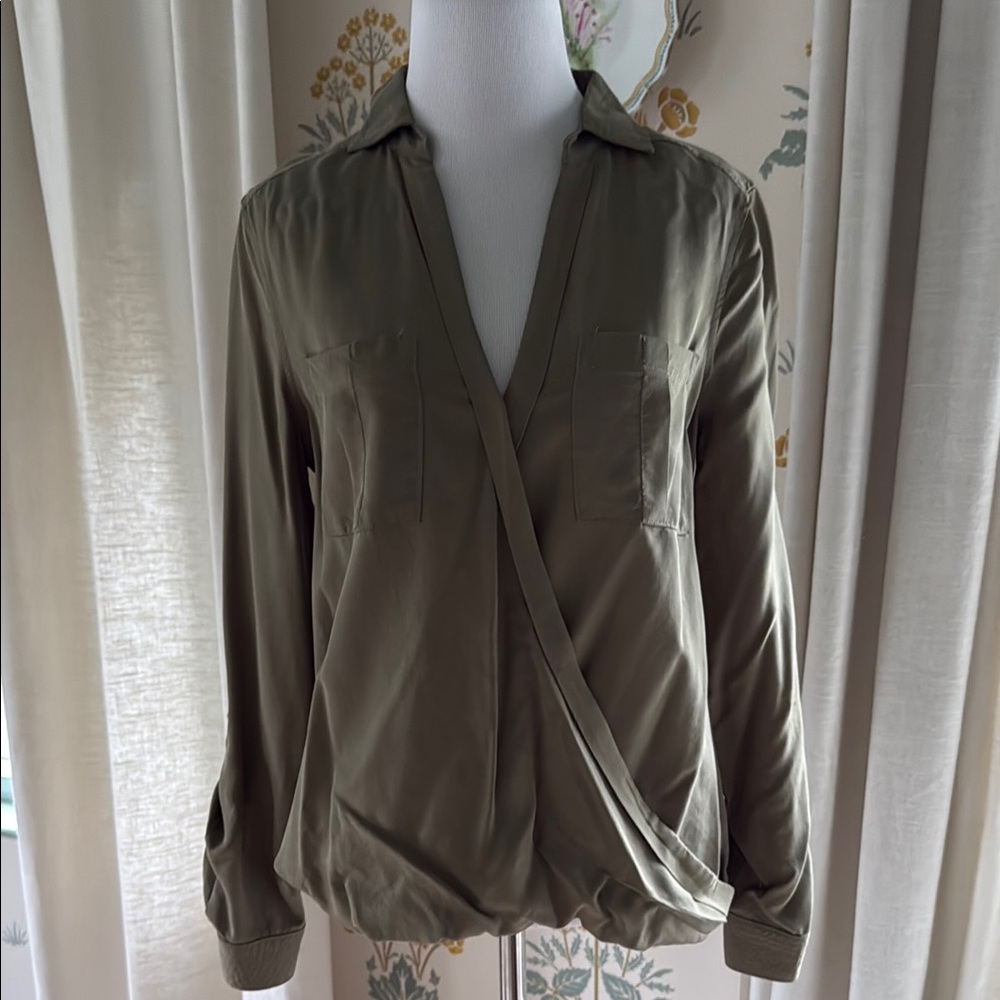Anthropologie Olive Green Women's Wrap Top
